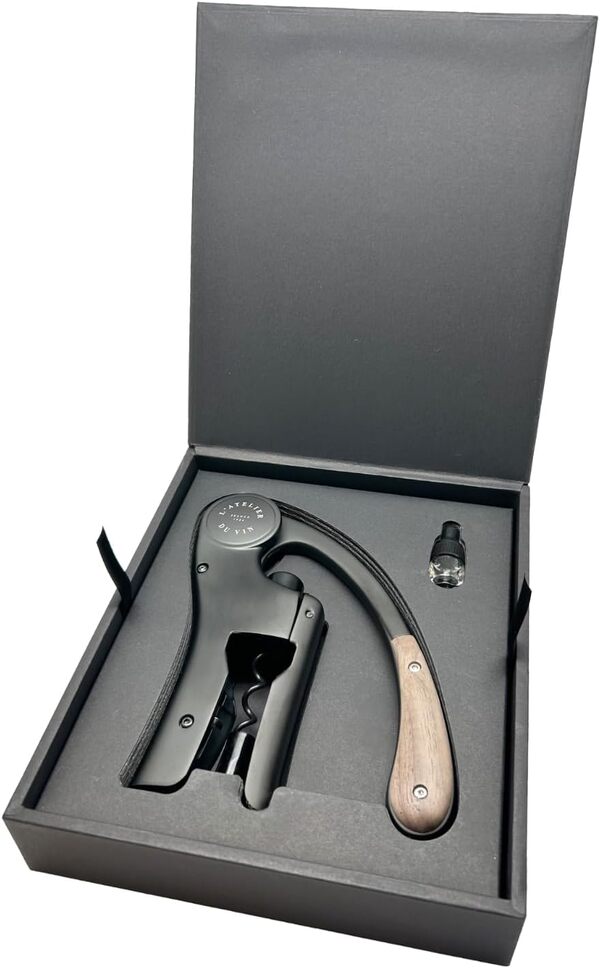 L’ATELIER DU VIN – Oeno Motion Wood & Black – Tire-Bouchon à levier - Noir