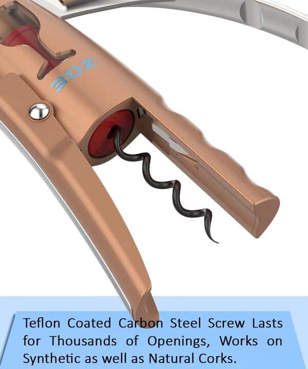 Tire-bouchon à levier vertical de qualité supérieure avec coupe-capsule (doré)