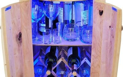 Avis sur le tonneau bar en bois weeco avec éclairage LED et casier à vin pliable