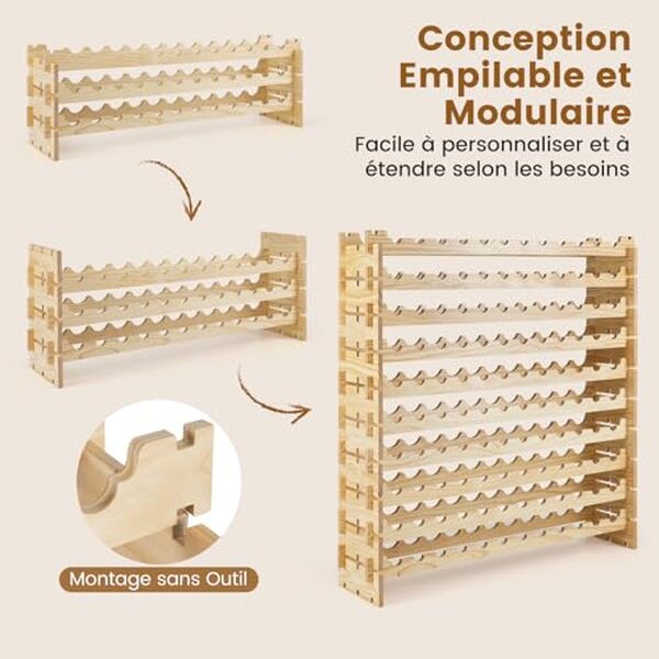 Découvrez notre test du casier à vin Goplus en pin massif : un rangement superposable élégant et pratique qui optimise votre espace de stockage.