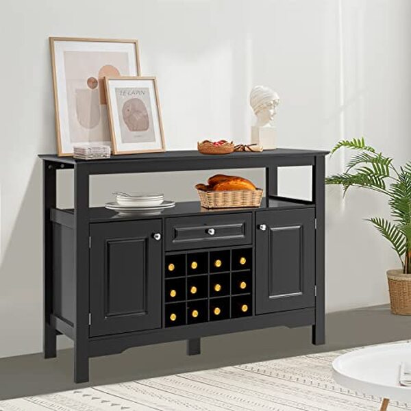 Découvrez le buffet Goplus avec son porte-bouteille amovible pour un rangement optimal et stylé dans votre espace de vie.