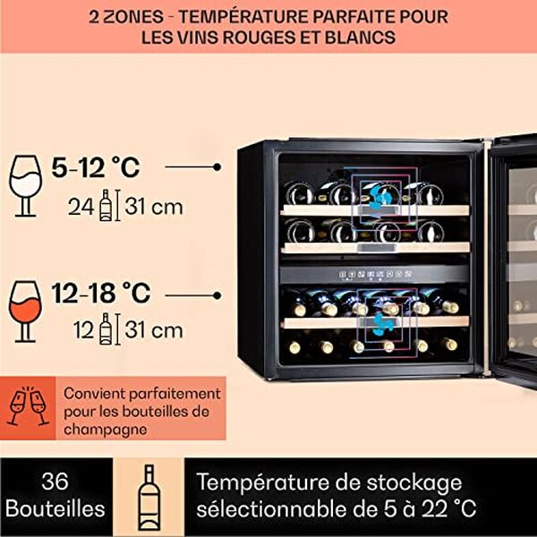 Découvrez notre test complet de la cave à vin klarstein encastrable : capacité de 36 bouteilles et bizone pour une conservation optimale de vos vins préférés.