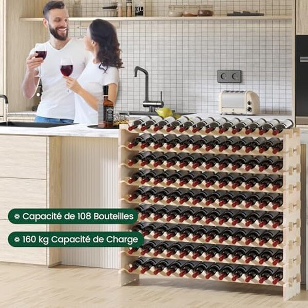 Découvrez notre test du casier à bouteilles COSTWAY pour 108 bouteilles : design élégant, capacité impressionnante et fonctionnalité. Avis et recommandations d'achat. 
