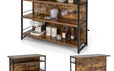 Test de la table de bar 2 en 1 KOMFOTTEU avec rangement et étagère à vin